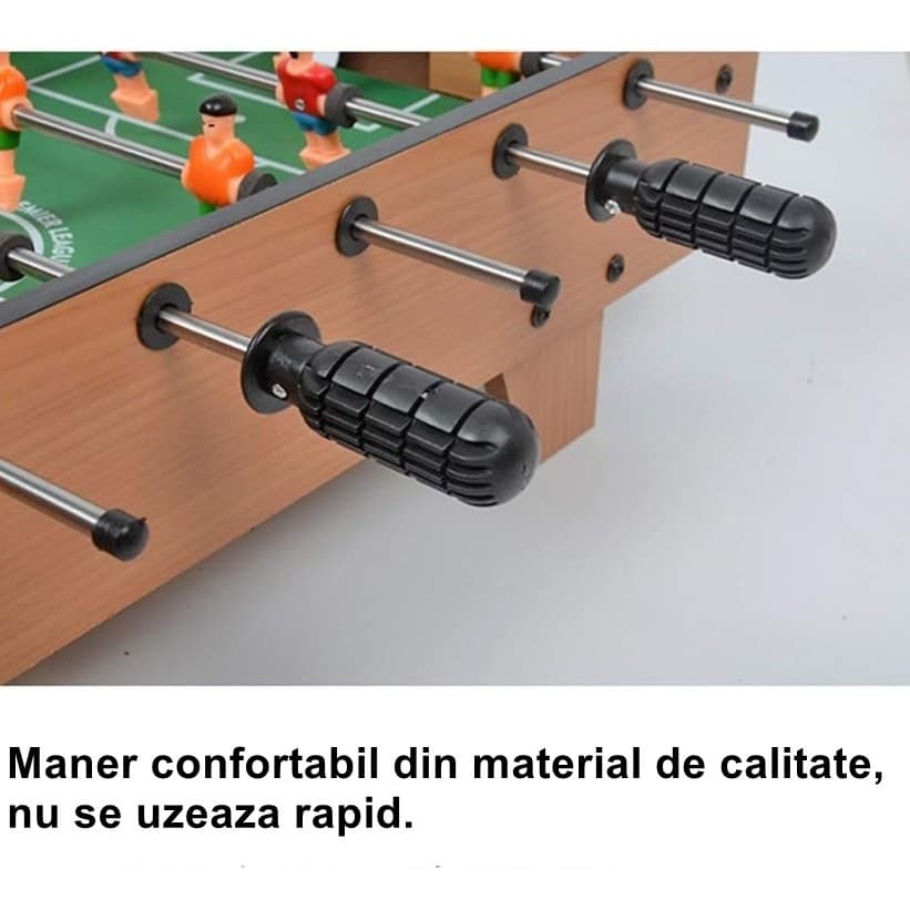 Masa de fotbal cu teren si 18 jucatori, 50 x 25 x 18 cm, 6 manere, tablou pentru scor, din metal, lemn si ABS, cu picioare, pentru copii/adulti — 2