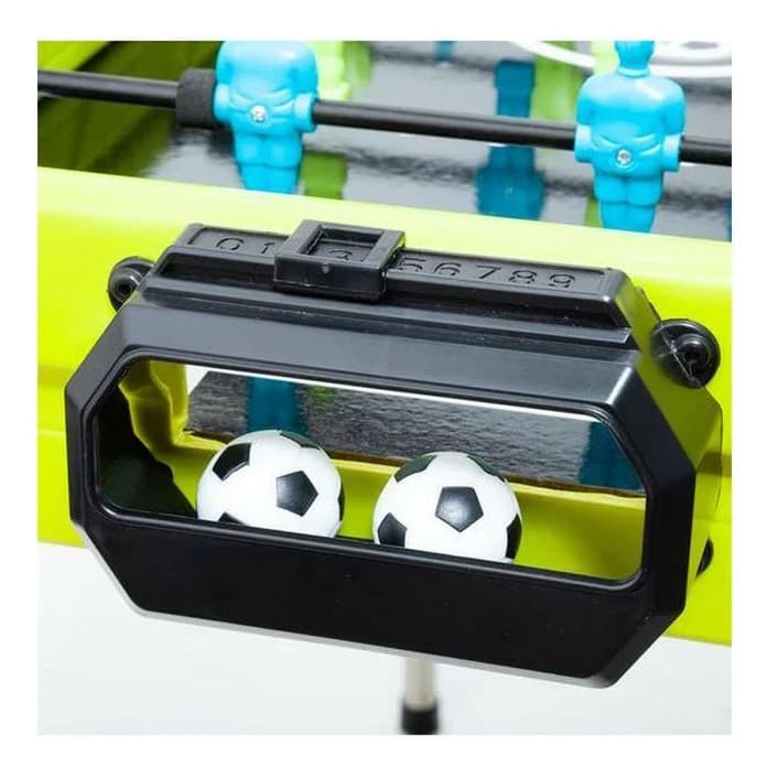 Masa de fotbal cu teren si 18 jucatori , 6 manere, tabela scor, metal, lemn si ABS, 51 x 44 x 17.5 cm, verde/albastru — 4