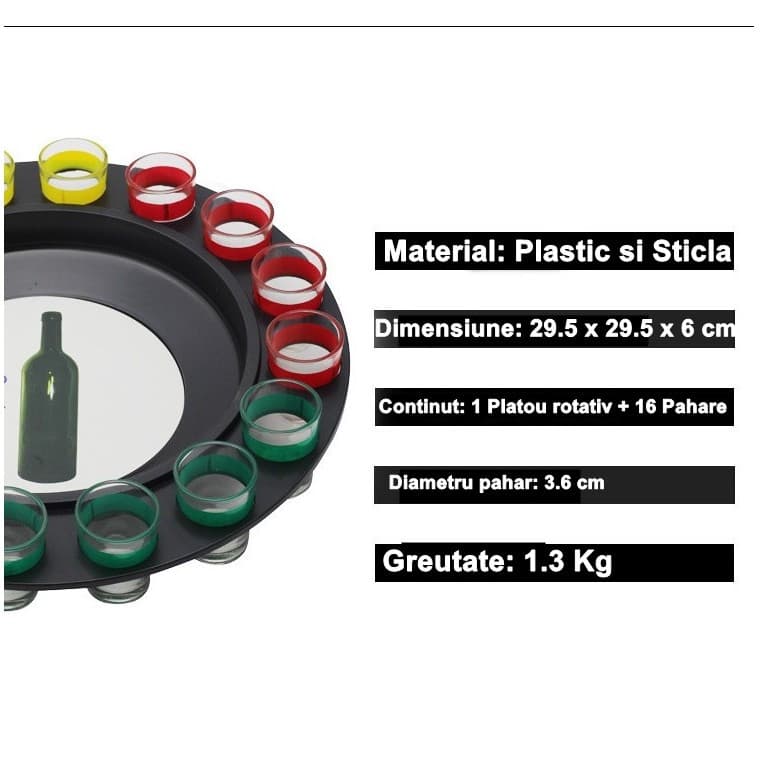 Joc de Societate "Adevar sau Provocare", Ruleta cu 16 pahare de Shot din Sticla, pentru Petreceri, Distractie, Cadouri, Multicolor — 2