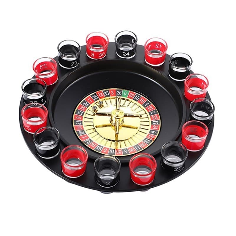 Joc de Baut Ruleta , cu 16 Pahare de Shot din Sticla , 30 x 30 x 5.5 cm, model 2, Rosu/Negru — 3