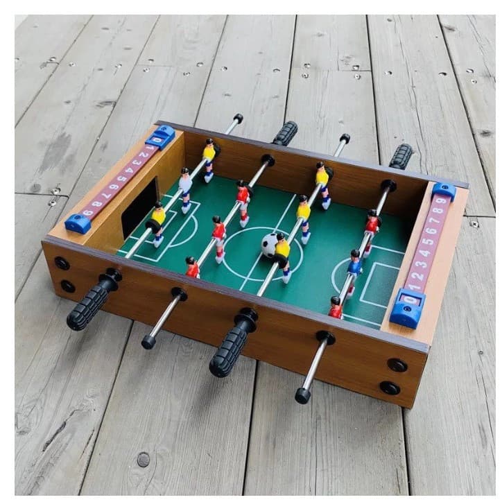 Mini masa de fotbal cu Teren si 12 Jucatori , 4 Manere, tabela scor, metal, lemn si ABS, 34.5 x 23 x 7 cm — 2
