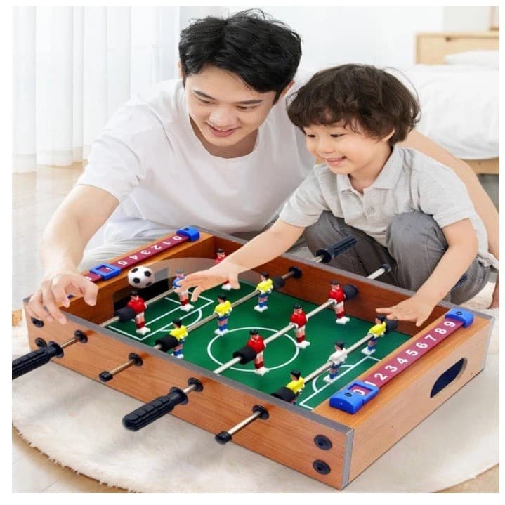 Mini masa de fotbal cu Teren si 12 Jucatori , 4 Manere, tabela scor, metal, lemn si ABS, 34.5 x 23 x 7 cm — 3