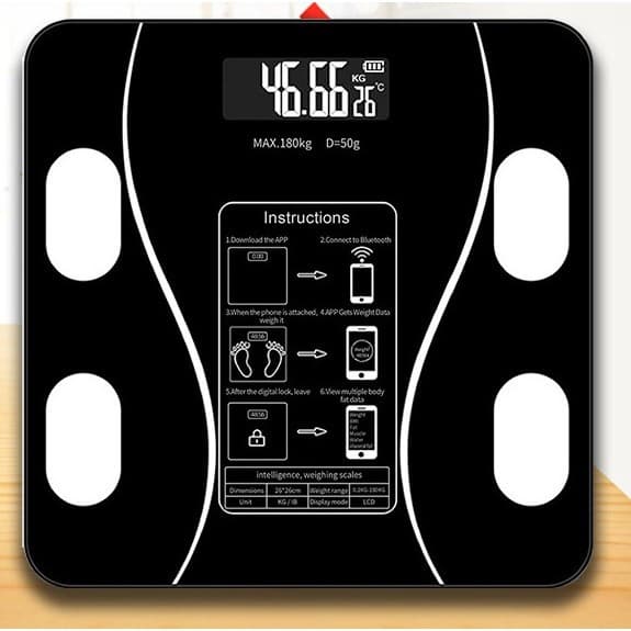 Cantarul corporal electronic RT-002, multiple functii, conectare aplicatie prin bluetooth, baterii, negru — 2