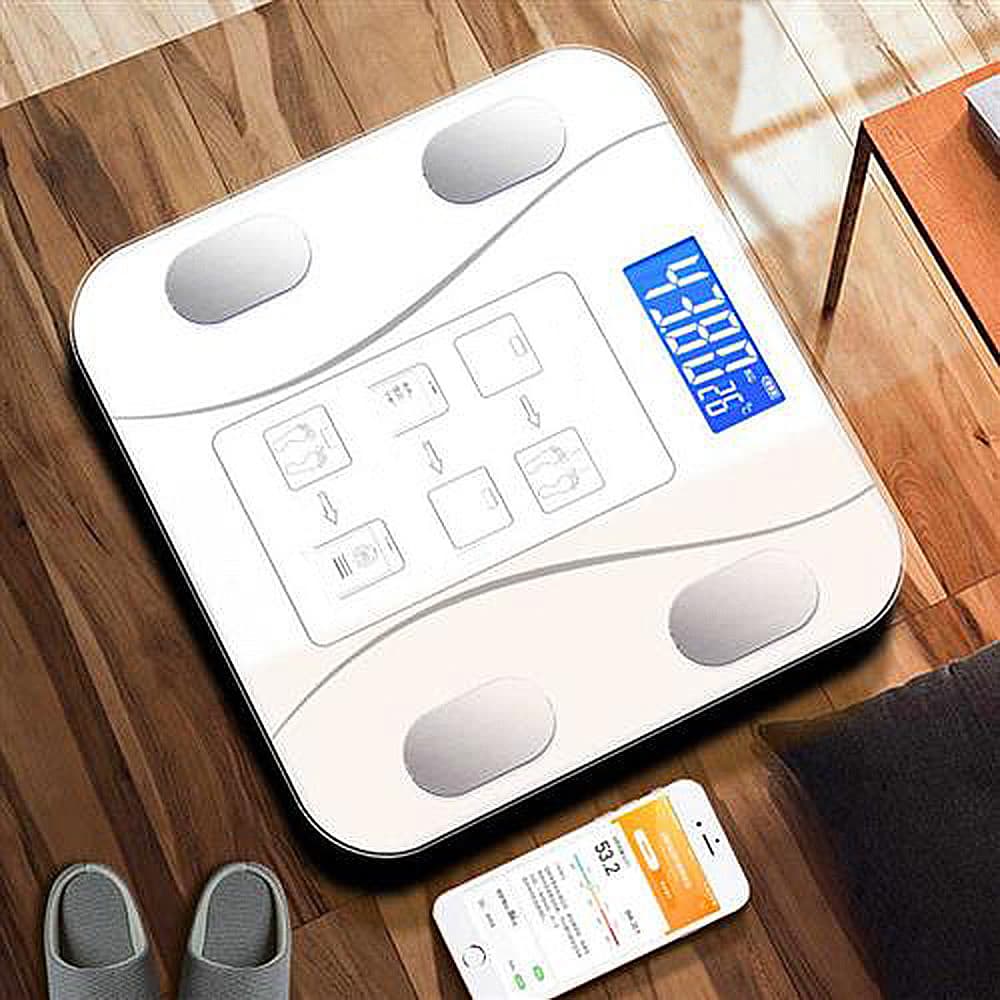 Cantarul corporal electronic RT-002, multiple functii, conectare aplicatie prin bluetooth, baterii, alb — 3