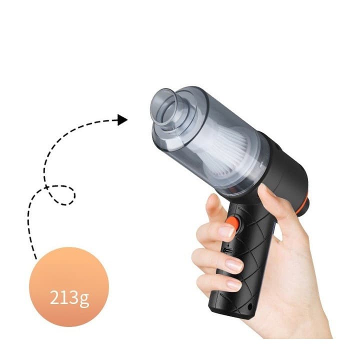 Aspirator portabil cu acumulator, tip pistol 2 in 1, suflare si aspirare, Incarcare USB, pentru casa si masina, autonomie 30 min, negru — 2