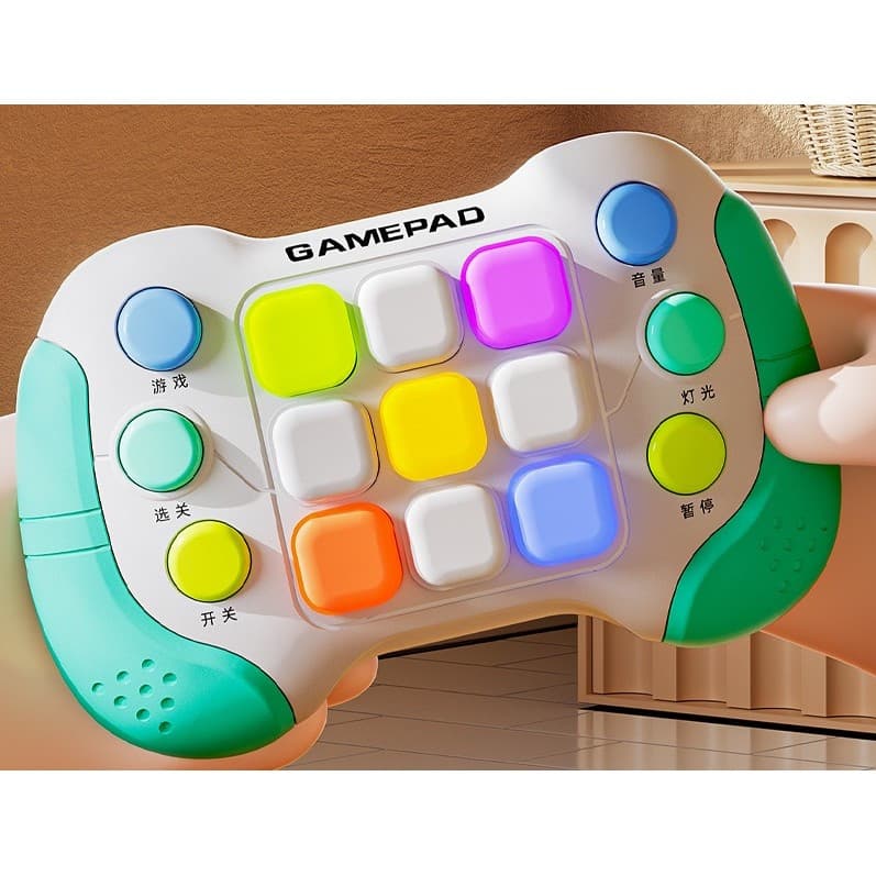 Jucarie Interactiva tip consola Pop It, 6 butoane functionale, 5 Moduri de Joc, 600 Niveluri, +3 ani, verde/gri — 2