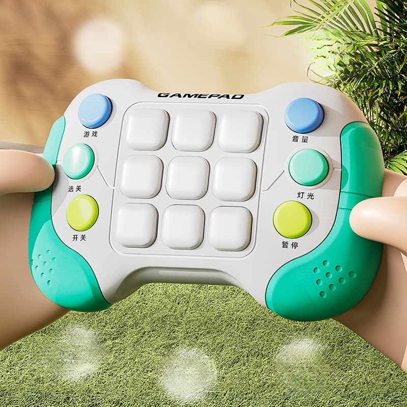 Jucarie Interactiva tip consola Pop It, 6 butoane functionale, 5 Moduri de Joc, 600 Niveluri, +3 ani, verde/gri — 4