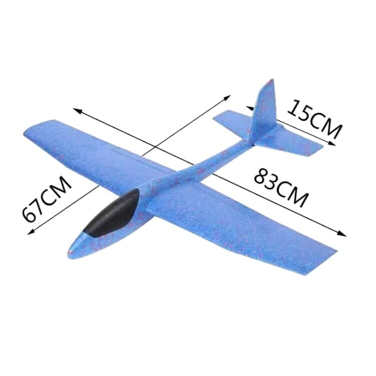 Avion planor din polistiren, dimensiune XXL (84 cm), albastru — 2