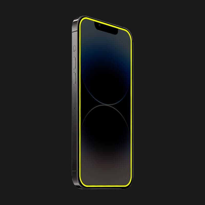 Folie sticla Apple iPhone 15, Luminous HD, margine fluorescenta, galbena — 2