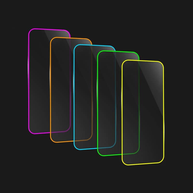 Folie sticla Apple iPhone 15, Luminous HD, margine fluorescenta, galbena — 5