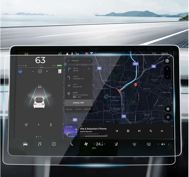 Folie sticla ecran frontal Tesla Model 3 / Tesla Model Y, 4K Ultra HD, anti-amprenta, 2.5D, transparenta — 3