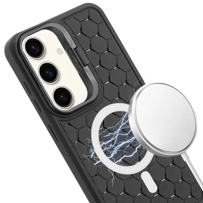 Husa Samsung Galaxy S23+ (S23 Plus), HoneyComb Bracket, functie stand, neagra — 2