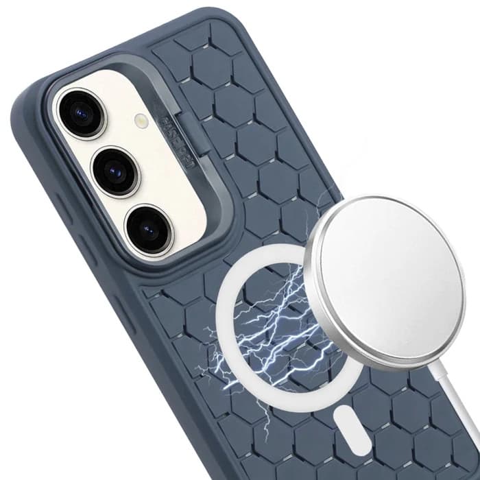 Husa Samsung Galaxy S23+ (S23 Plus), HoneyComb Bracket, functie stand, albastru inchis — 2