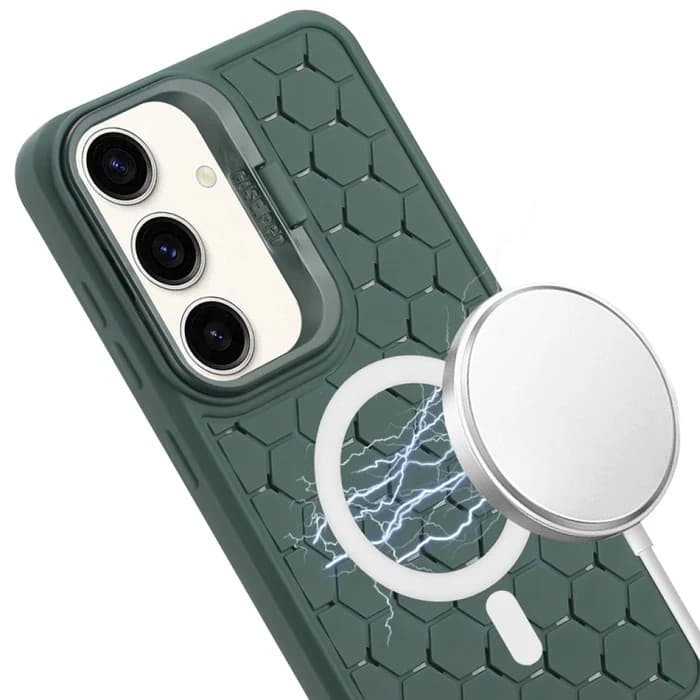 Husa Samsung Galaxy S23+ (S23 Plus), HoneyComb Bracket, functie stand, verde — 2