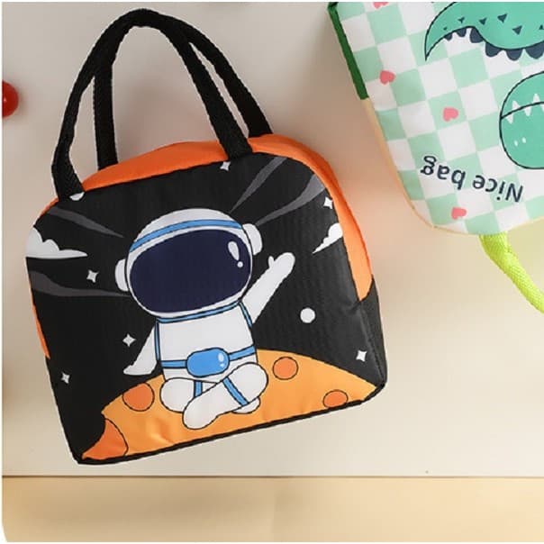 Geanta termoizolanta pentru copii, Imprimeu Astronaut, 23x13x19 cm, negru/portocaliu — 3