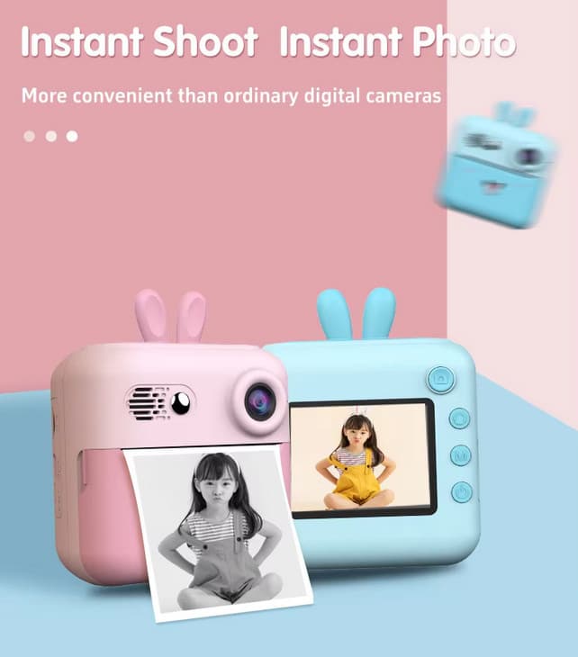 Aparat foto, camera video Full HD pentru copii IDK-A23, imprimanta termica incorporata, albastra — 2