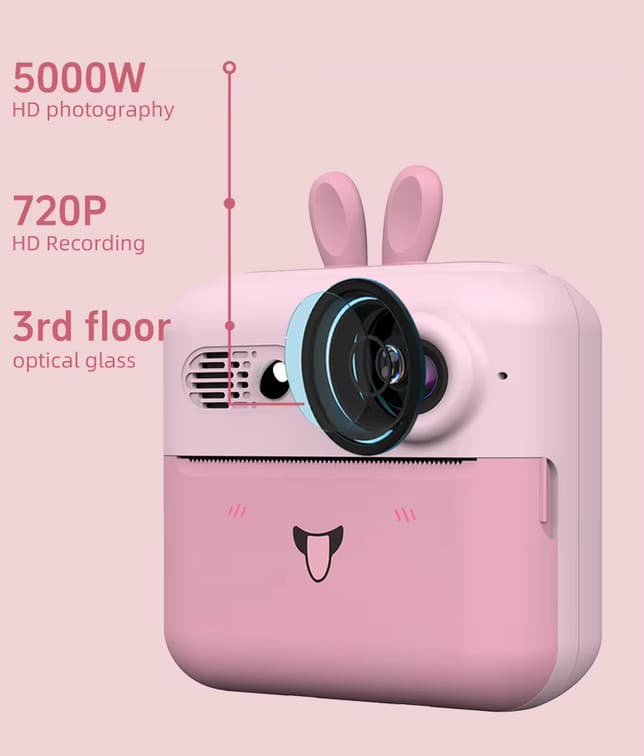 Aparat foto, camera video Full HD pentru copii IDK-A23, imprimanta termica incorporata, albastra — 4