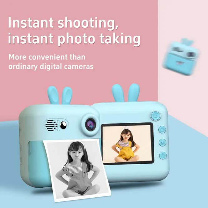 Aparat foto, camera video Full HD pentru copii IDK-A23, imprimanta termica incorporata, albastra — 5