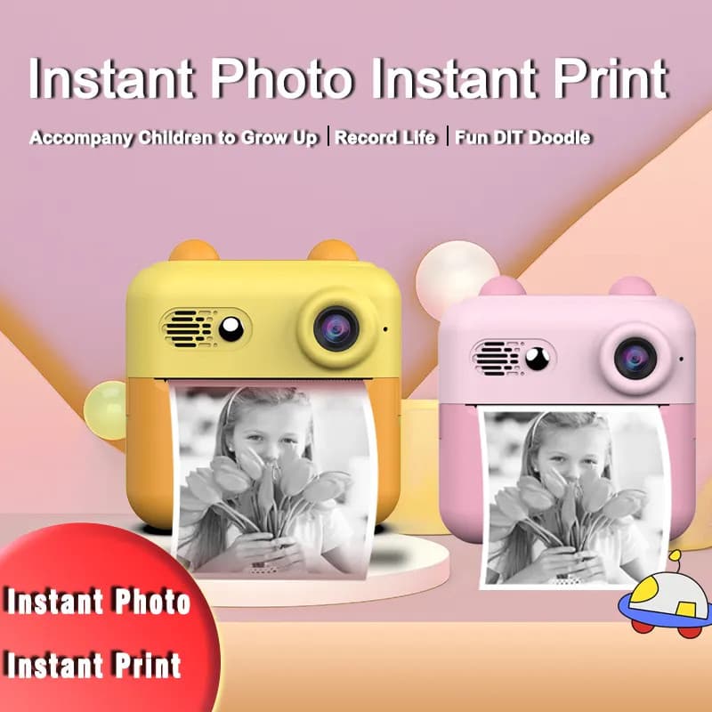 Aparat foto, camera video Full HD pentru copii IDK-A22, imprimanta termica incorporata, albastra — 4