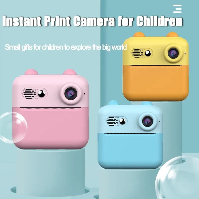 Aparat foto, camera video Full HD pentru copii IDK-A22, imprimanta termica incorporata, portocaliu/galben — 2