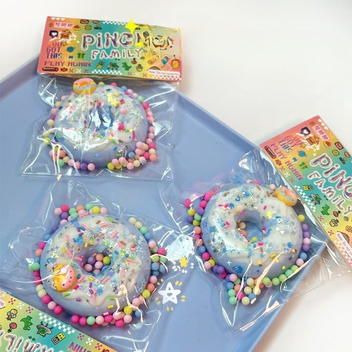 Jucarie tip Taba Squishy, gogoasa, 6 x 6 cm 90 gr, albastra — 3