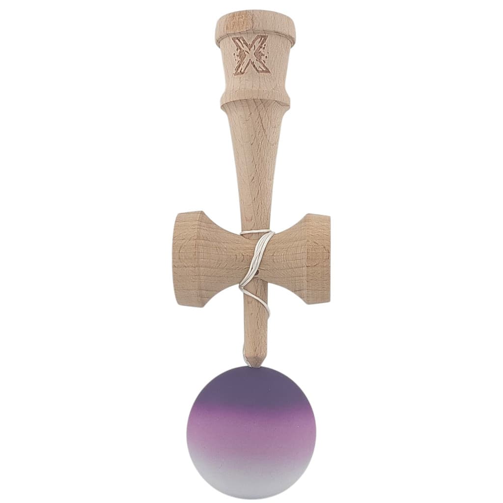 Jucarie lemn Kendama X, originala, profesionala, Rubber Grip, negru/mov/alb — 3