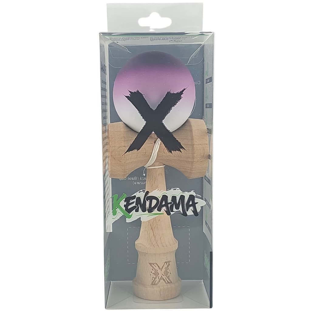 Jucarie lemn Kendama X, originala, profesionala, Rubber Grip, negru/mov/alb — 4
