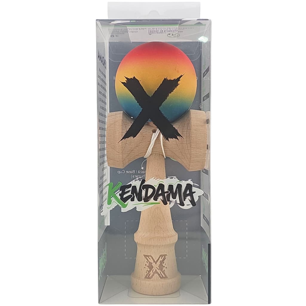 Jucarie lemn Kendama, 18 cm, gradient rosu/galben/albastru — 5