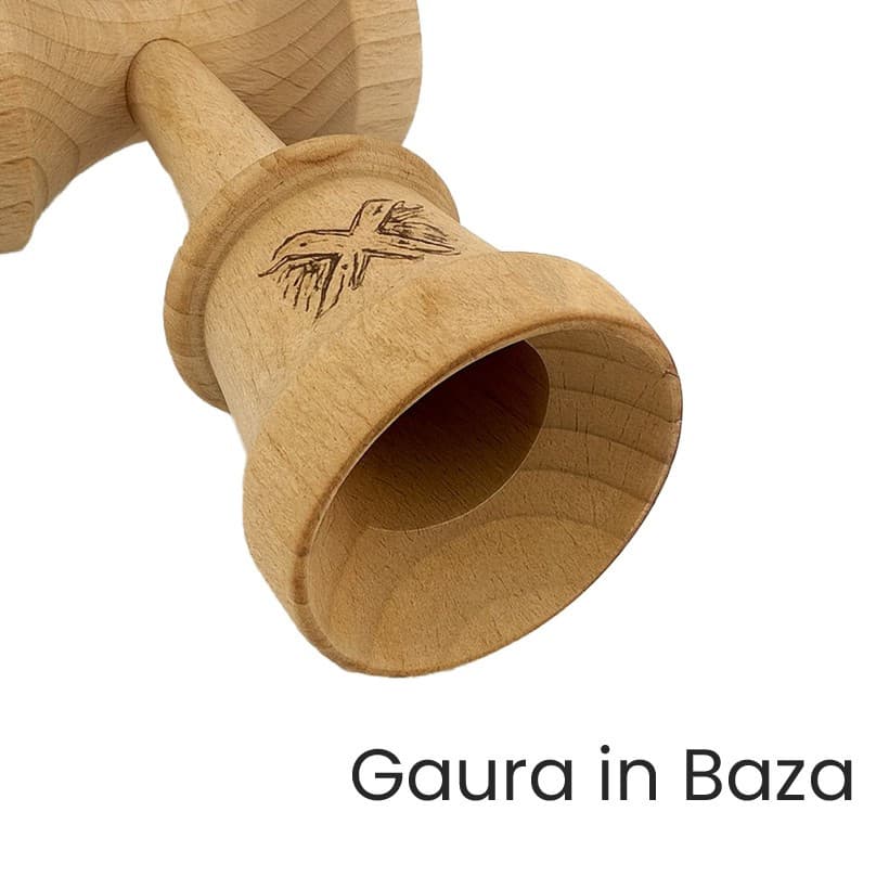 Jucarie lemn Kendama X, Rubber Grip, cupe mari V3, gaura in basecup, rulment, ata rezerva, verde/galben/albastru — 5