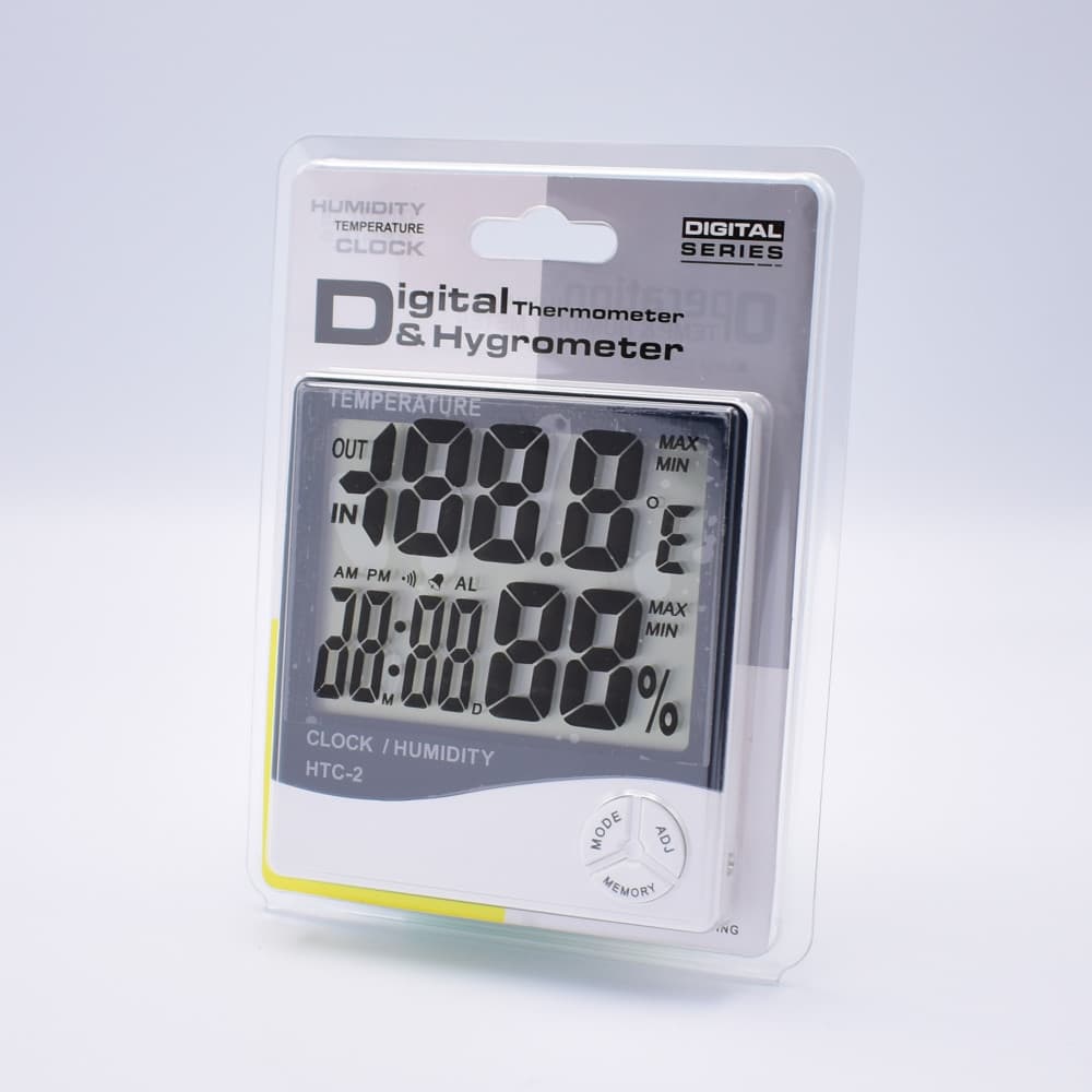 Ceas digital HTC-2, ecran LCD, higrometru, termometru, AM/PM, alarma, alb — 3