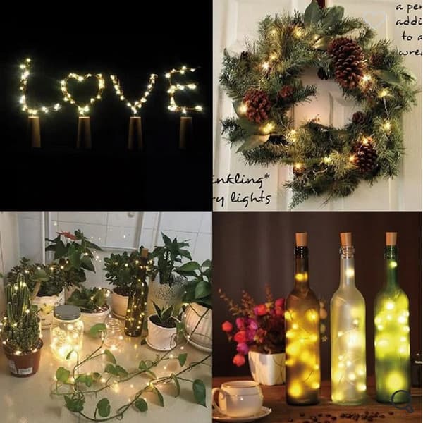 Dop pentru sticle decorativ cu LED, alb cald — 3