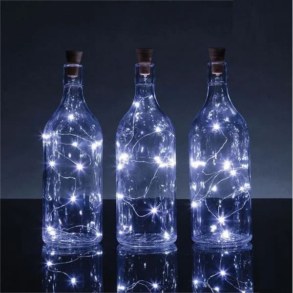 Dop pentru sticle decorativ cu LED, alb rece — 2