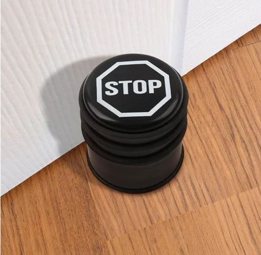 Opritor usa metalic, negru, logo STOP, 7.5 x 8 cm, 800 grame — 2