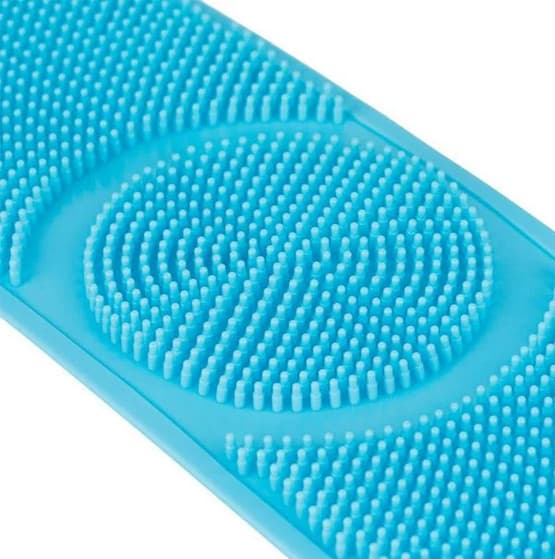 Perie banda pentru spalat spate corp, din silicon, albastra — 3