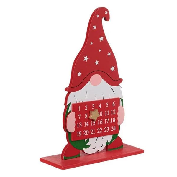 Decoratiune de Craciun din lemn, calendar cu gnom, 20 cm — 2