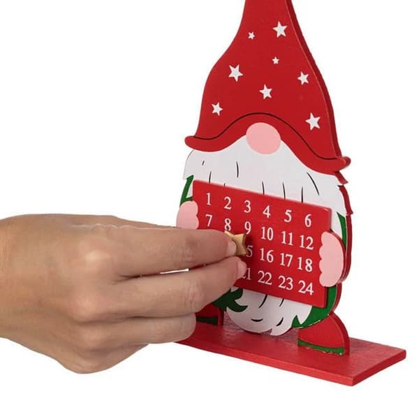 Decoratiune de Craciun din lemn, calendar cu gnom, 20 cm — 3