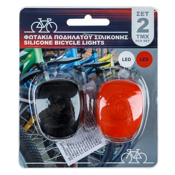 Set 2 lumini pentru bicicleta din silicon, alba si rosie — 2