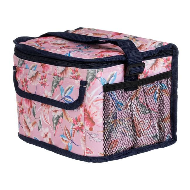 Geanta Izoterma, 25 x 16 x 18 cm, 7 litri, roz, model floral cu dungi — 4