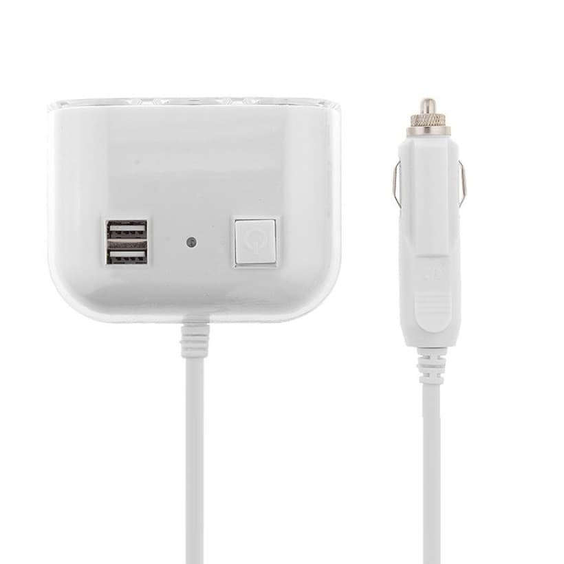 Adaptor bricheta auto JXL-014, 3 sloturi bricheta + 2 porturi USB 12/24V, alb — 3