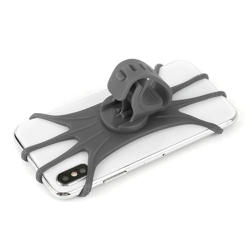 Suport telefon pentru bicicleta, silicon extensibil, gri — 3