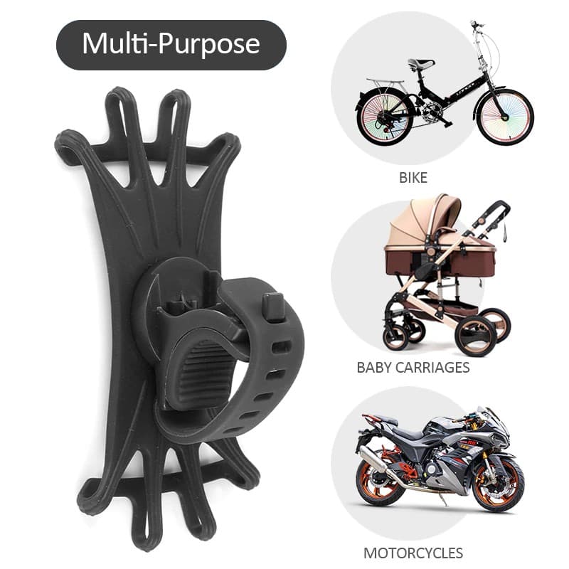 Suport telefon pentru bicicleta, silicon extensibil, gri — 4