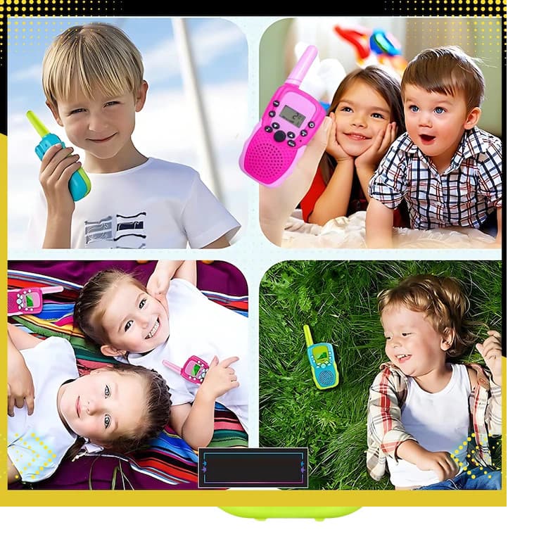 Set 2 Walkie Talkie pentru copii, T-388, ecran LCD, 6 km, 22 canale, albastru/roz — 2