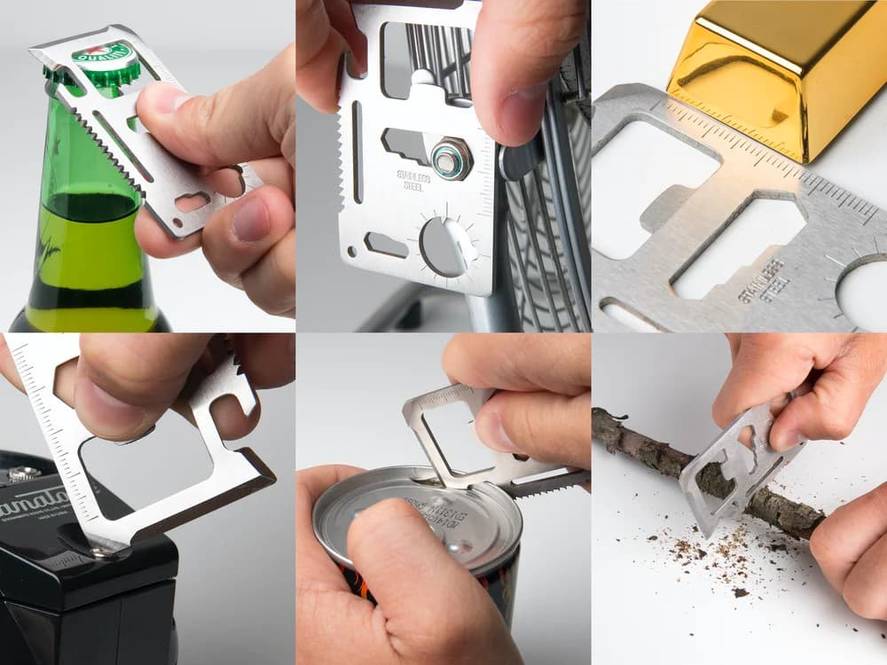 Card multifunctional de supravietuire 11 in 1, husa inclusa, argintiu — 3