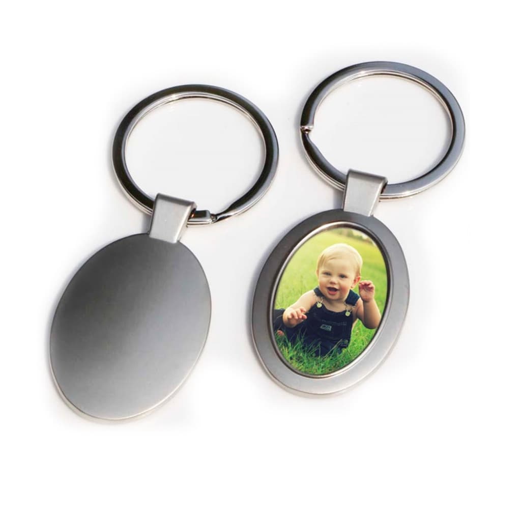 Breloc metalic personalizat cu poza ta, inel de sustinere metalic, oval — 4
